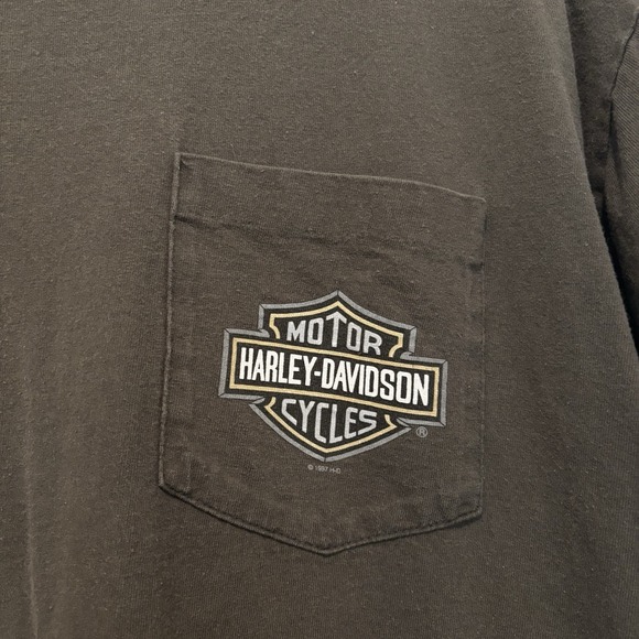 Harley Davidson Motorcycle Made In USA XL‎ Brown Shirt 1997 Baltimore MD Vintage - Picture 4 of 6